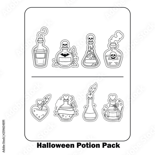 Various Halloween Potion Bottles Collection,