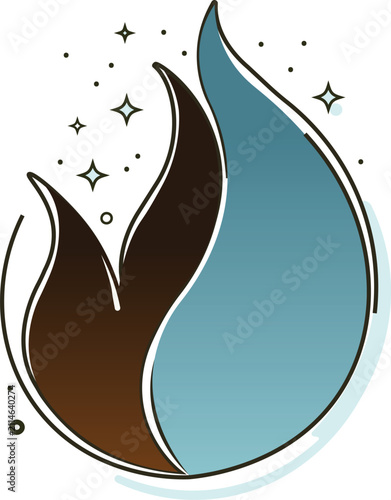 Stylized Flame And Water Drop