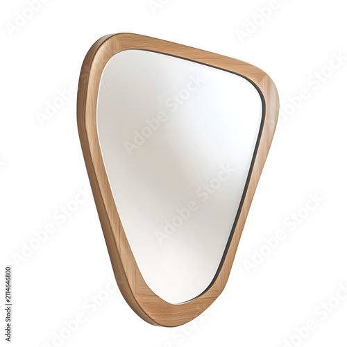 Oak Cream Irregular Wall Mirror Modern Designer Accessory Isolated to Transparent Background