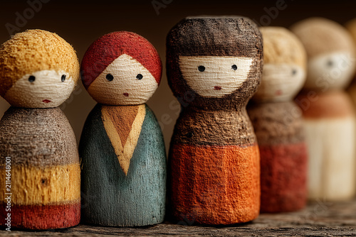 Wooden figures on a table