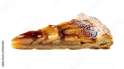 Delicious apple tart slice freshly baked on transparent background