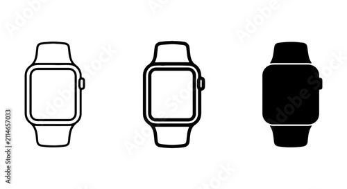 Smartwatch Icons: Minimalist Digital Watch Vector Set, Modern Wearable Technology Graphics