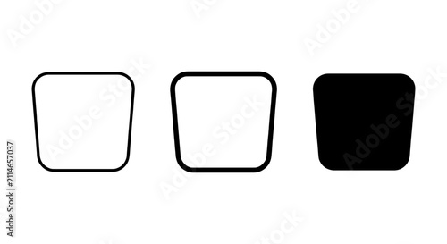 Three Rounded Square Icons: Outline, Filled Outline, Solid Black, Vector Graphic Elements