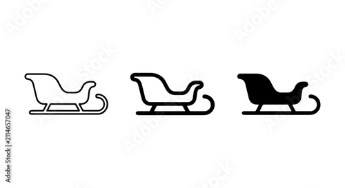Christmas Sleigh Icons, Winter Holiday Transport Vector Graphics, Festive Season Delivery Symbols