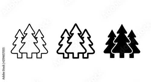 Forest Icons, Pine Tree Vector Graphics, Evergreen Woodland Symbols, Nature Elements