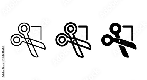 Scissors Icon Set, Cutting Tool Vector Graphics, Crafting and Design Elements