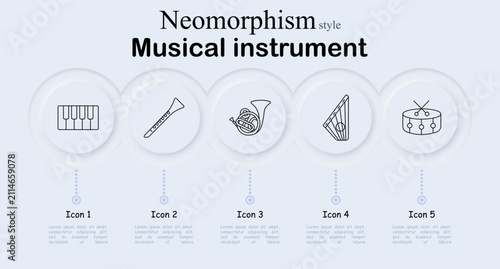 Fotografía Musical instrument neomorphism set icon