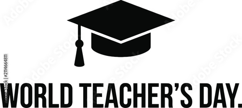 Graduation cap silhouette on a white background for world teacher s day