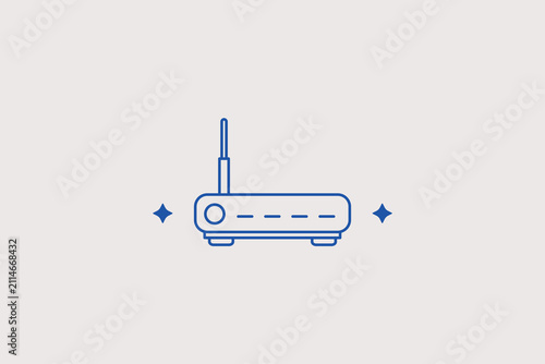 Fotografie Wi-Fi router modem line icon for network equipment store