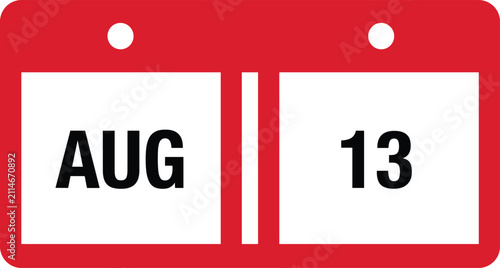 Cuadro en lienzo August 13 Calendar Icon with Tear Off Date Page for Scheduling, Event Planning,