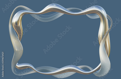 Abstract Metallic Platinum Ribbon Border Frame for Modern Design and Presentation