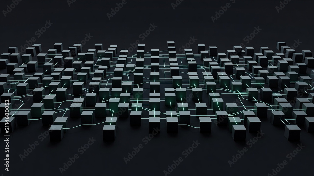 Fototapeta premium Minimalist 3D Data Cube Network