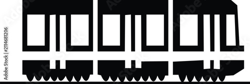 Foto Black train icon in flat and line style railway locomotive and freight transport