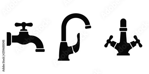 Water faucet icon silhouette vector illustration isolated design