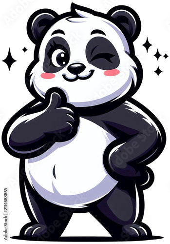 A panda giving a cool wink and confident pose