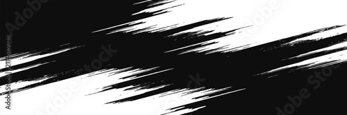 Black and White Abstract Paint Streaks with Grunge Brush Texture