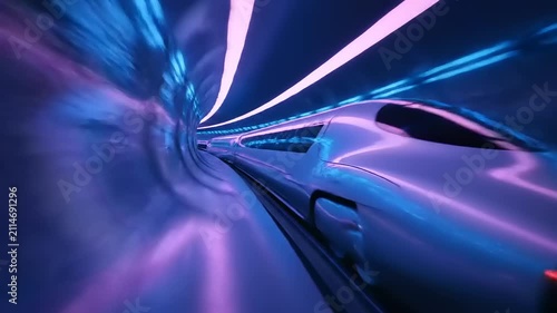 Futuristic Tunnel with High Speed Vehicle.