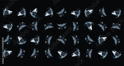 Obraz na plátne various abstract black and white wolf heads with sharp shapes on black backgroun