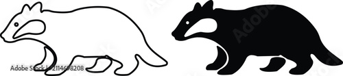 Anteater icon , giant anteater silhouette outline animal vector pack, wildlife mammal insect eater symbol, flat and line style black icons isolated on transparent background