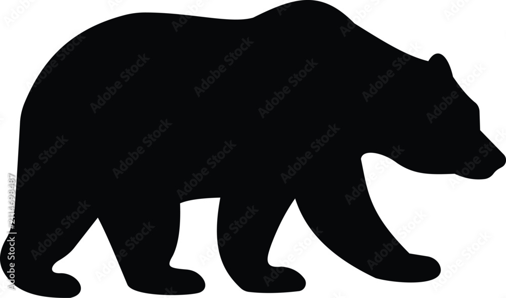 Obraz premium Bear icon grizzly bear silhouette outline animal vector pack, wildlife mammal predator symbol, flat and line style black icons isolated on transparent background