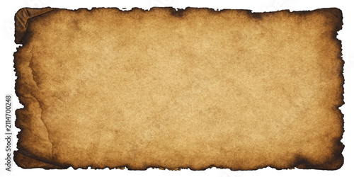 Vintage aged parchment paper texture with burnt dark edges and warm brown tone for antique design