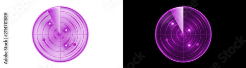 Konstfotografi Purple radar screen display with target tracking blips ideal for use in PNG, Tra