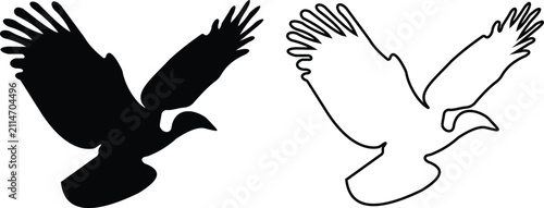 Foto Vulture icon vulture silhouette outline bird vector pack, scavenger raptor wildl