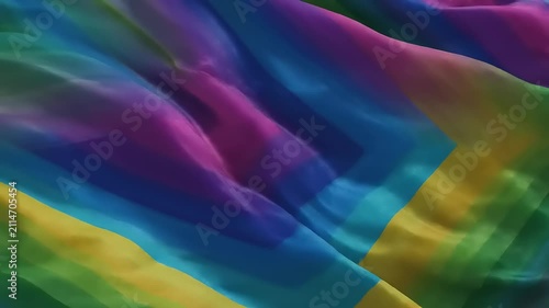 Rainbow Colored Fabric Waving in Wind.