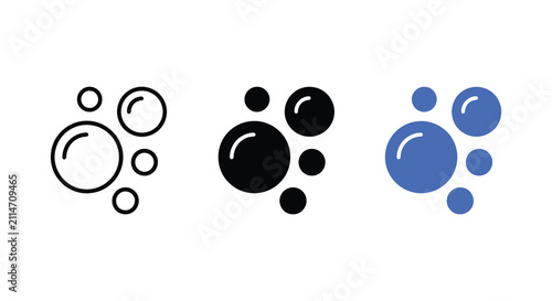 Konstfotografi Collection of bubble silhouettes in black white and blue color variations silhou