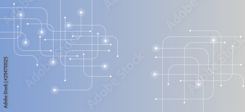 Clean abstract technology background with elegant curved connection lines and glowing nodes over a soft blue gradient. Perfect for business presentations, innovation, digital technology, cloud service