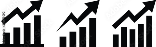 Modern upward trending financial growth bar graph vector illustration