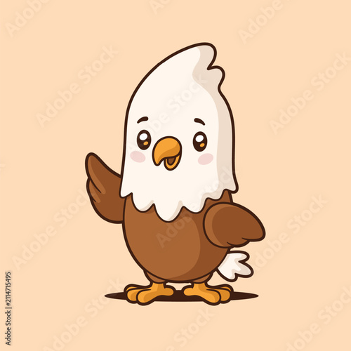 Bald eagle kawaii cartoon mascot vector illustration