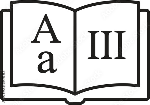 Open Book Language Alphabet Line Art Vector Icon