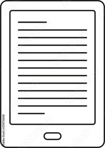 Ebook Reader Tablet Screen Line Art Vector Icon