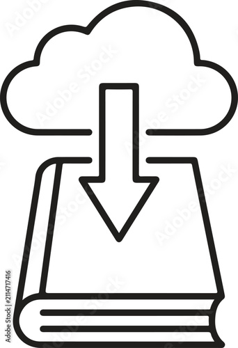 Cloud Download Ebook Storage Line Art Vector Icon