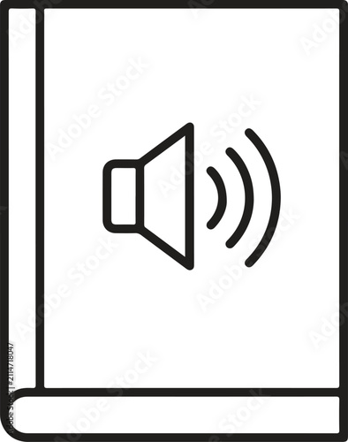 Audio Book Outline Sound Wave Line Art Vector Icon
