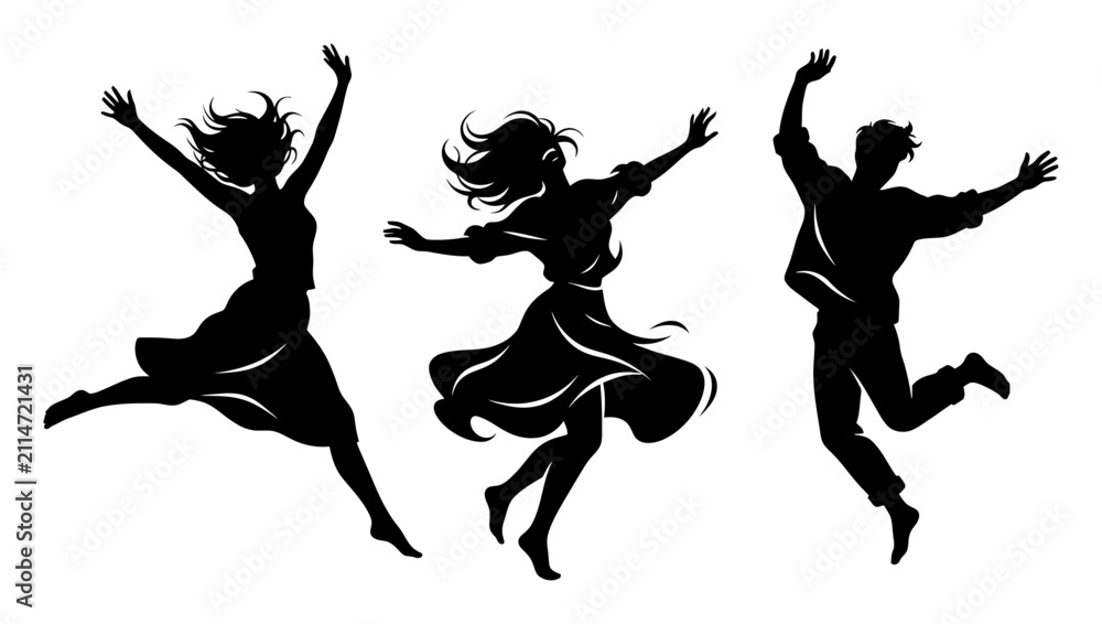 Fotografie Joyful Movement Freeform Dance Silhouette Vector