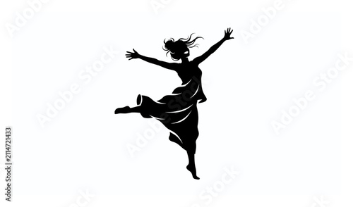 Cuadro en lienzo Joyful Movement Freeform Dance Silhouette Vector