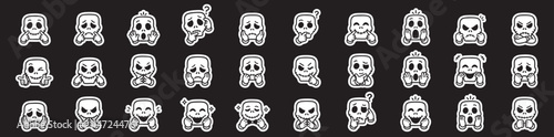 Canvas Print premium ultra bold line icon set for jack skellington expression With tow hand e