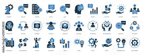 Consulting Service Icon Set Glyph Two Color Style