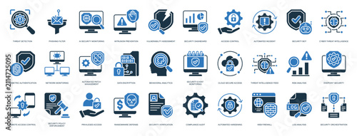 Foto Automation Security Icon Set Glyph Two Color Style