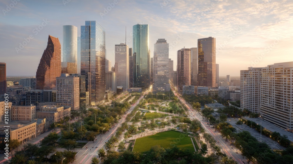 Fototapeta premium Modern city skyline with transparent background