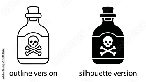 Принти на полотні Poison Bottle Icon: A symbol of danger, this icon depicts a bottle with a skull and crossbones label, representing poison or hazardous substance