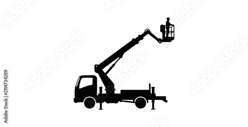 Cherry Picker Truck Silhouette Vector