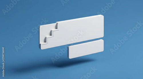 Abstract 3D Render of White Staircase Signage on Blue Background Symbolizing Direction and Progress