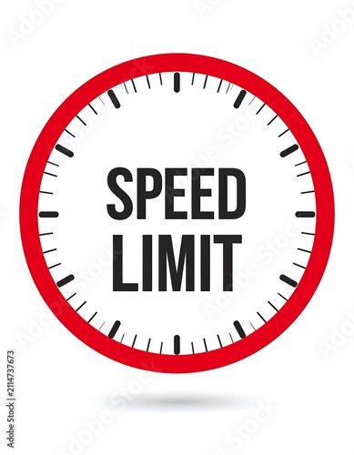A red-rimmed speedometer dial with SPEED LIMIT text