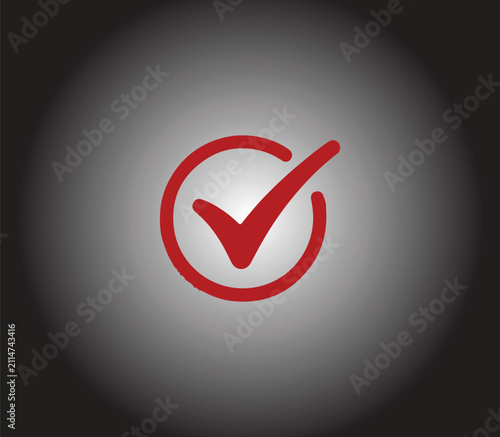 Red Check Mark in Circle Icon on Dark Gradient Background – Verified Approval and Success Symbol
