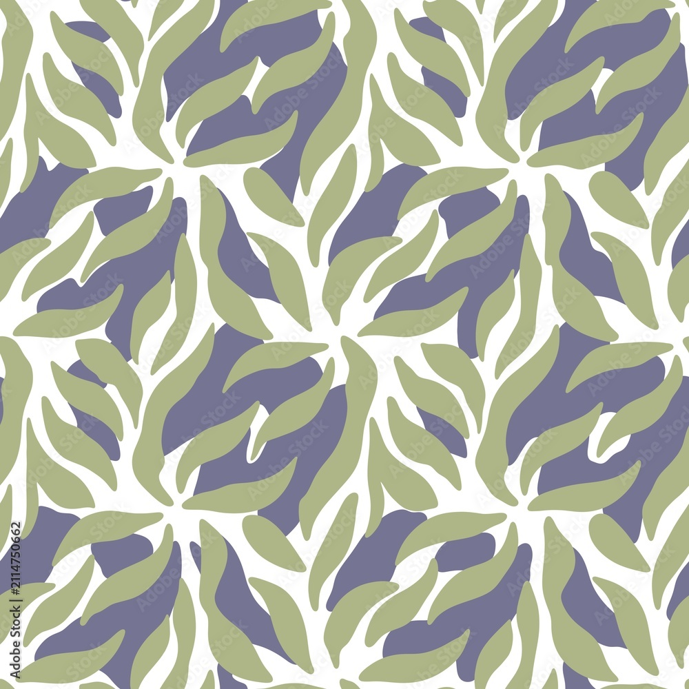 Fototapeta premium Seamless Tropical Leaf Pattern with Hand Painted Botanical Leaves