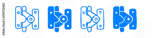 Set of four blue latch icons in outline, solid, and hand-drawn styles on a white background. Ideal for hardware, security, and DIY construction projects.