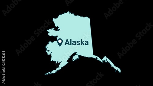 Alaska State map with location pin animation